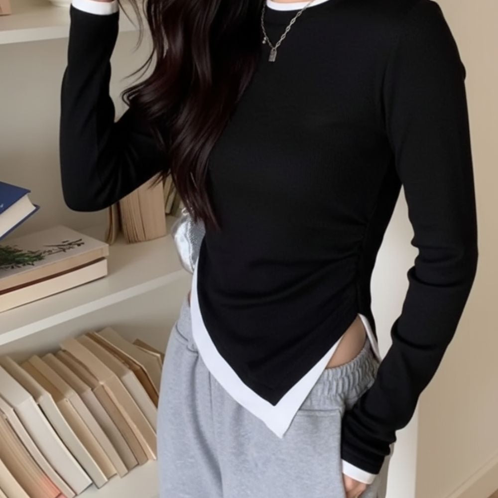 Top Contrasté – Coupe Cintrée Élégante